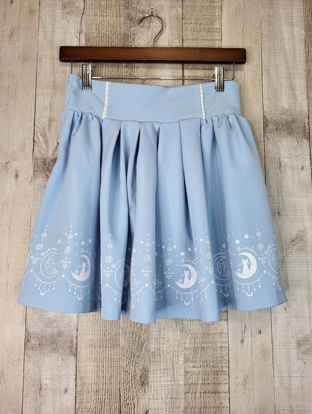 Sailor Moon Skirt. Light Blue With White Print.
